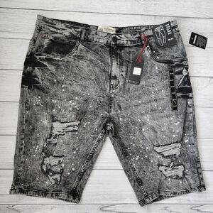 Big & Tall Men’s Distressed Ice Black Shorts. Skinny Fit